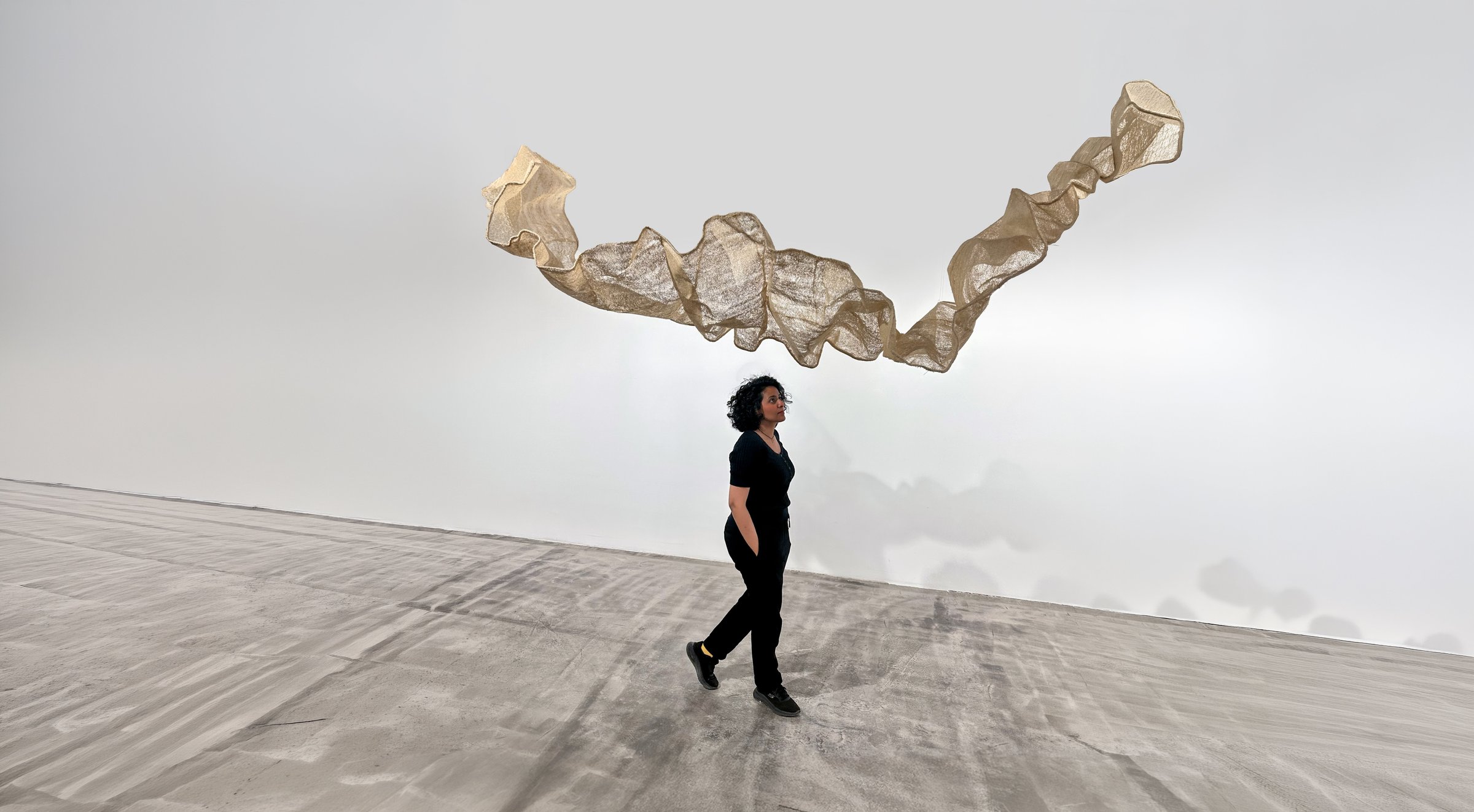 Marya Mayan with suspended sculpture